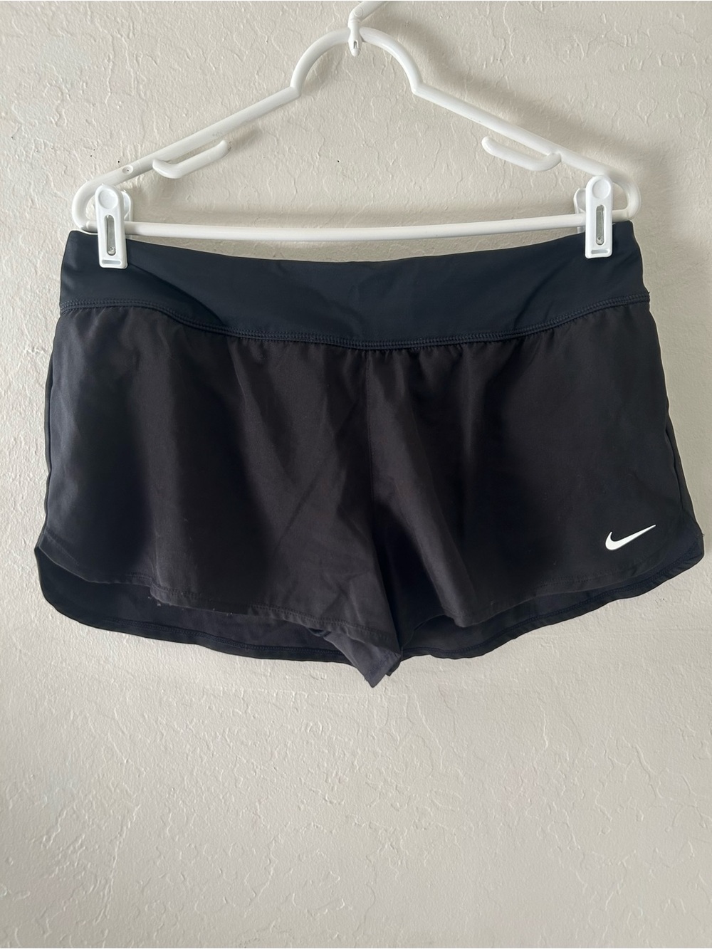 Nike Black Women's Athletic Shorts with White Swoosh